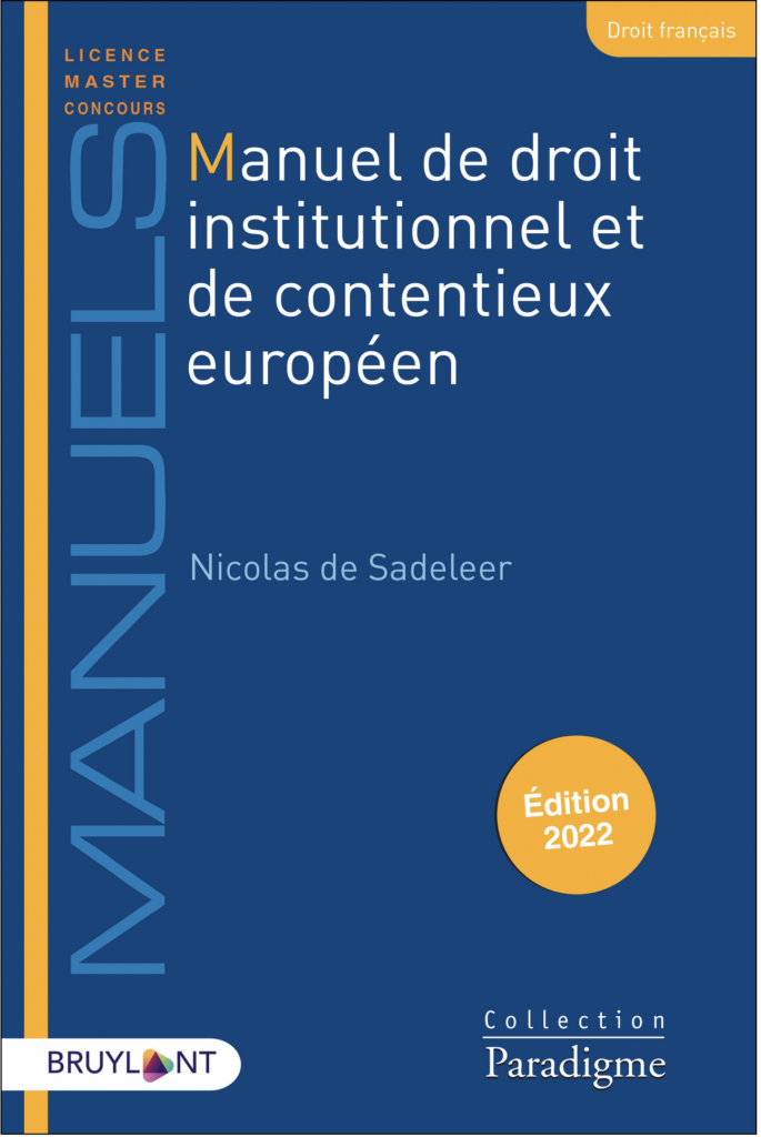 Book Cover: Manuel de droit institutionnel et de contentieux européen